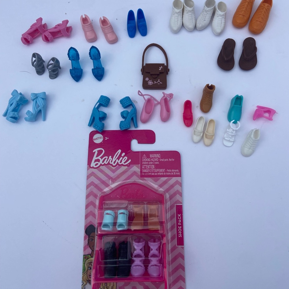 Barbie Fashion Shoe Collection - Pink, Blue, Brown